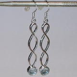 Aquamarine silver Celtic drop earrings