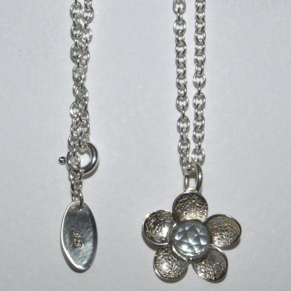 silver Aquamarine pendant necklace