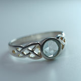 solid 925 silver Aquamarine Celtic ring