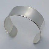 Solid silver open bangle, wide cuff bangle