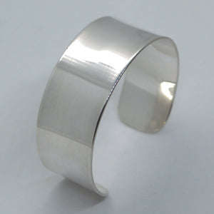 Solid silver open bangle, wide cuff bangle