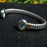vintage Blue Topaz and white metal torc bangle