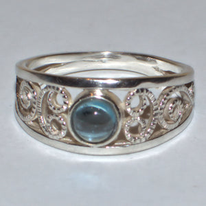 solid silver Blue Topaz ring