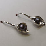 silver and Pearl Cala Lily drop earrings