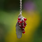 Carnelian silver nature pendant necklace