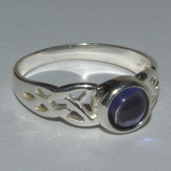 solid silver and Iolite Celtic ring