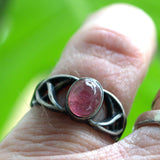 Celtic solid silver Pink Tourmaline ring