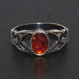 Celtic solid 925 silver and Baltic Amber ring