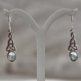 Celtic Aquamarine silver drop earrings