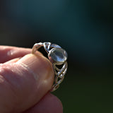 Solid silver Aquamarine Celtic ring