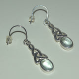 Celtic Aquamarine silver drop earrings