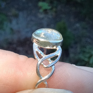 Celtic Aquamarine ring Size R 