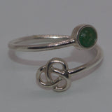 Celtic silver and Emerald adjustable ring