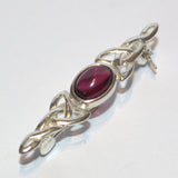 Garnet and solid 925 silver Celtic brooch