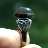 Labradorite silver Celtic ring, side view