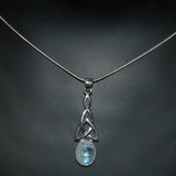 Moonstone solid silver Celtic pendant necklace