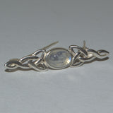 solid silver and Moonstone Celtic brooch