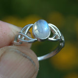 Celtic silver and Moonstone ring