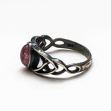 Celtic Pink Tourmaline solid silver ring, side view