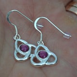 Celtic Amethyst solid 925 silver drop earrings