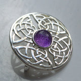 Amethyst silver Celtic shield brooch