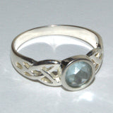 Aquamarine silver Celtic ring