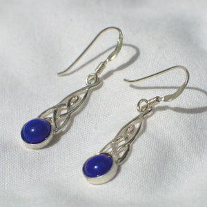 Lapis Lazuli silver Celtic drop earrings