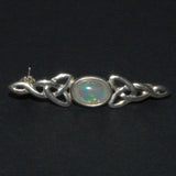 White Opal and solid silver Celtic brooch