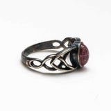 solid 925 silver and Tourmaline ring, side view
