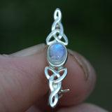 Celtic Rainbow Moonstone silver brooch