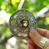 large Celtic solid silver smokey quartz brooch