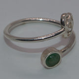 Emerald and silver Celtic adjustable ring