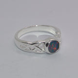 Opal and silver Celtic ring