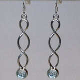 silver and Aquamarine Celtic twisted drops