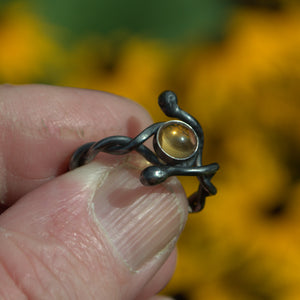 Citrine and silver handcrafted ring