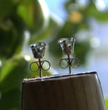 silver and clear gemstone stud earrings