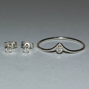 Diamond and solid silver jewellery set