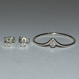 Diamond and solid silver jewellery set