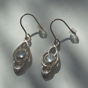Aquamarine 925 silver Celtic earrings