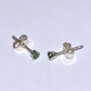 solid 925 silver and Emerald ear studs