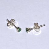 solid 925 silver and Emerald ear studs