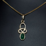 9ct gold and Emerald Celtic pendant necklace