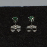 Emerald silver ear studs