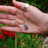 Rainbow Fluorite solid silver pendant necklace