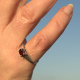 deep red Garnet and solid silver ring