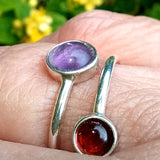 Amethyst and Garnet silver adjustable ring