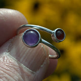 Garnet and Amethyst silver ring