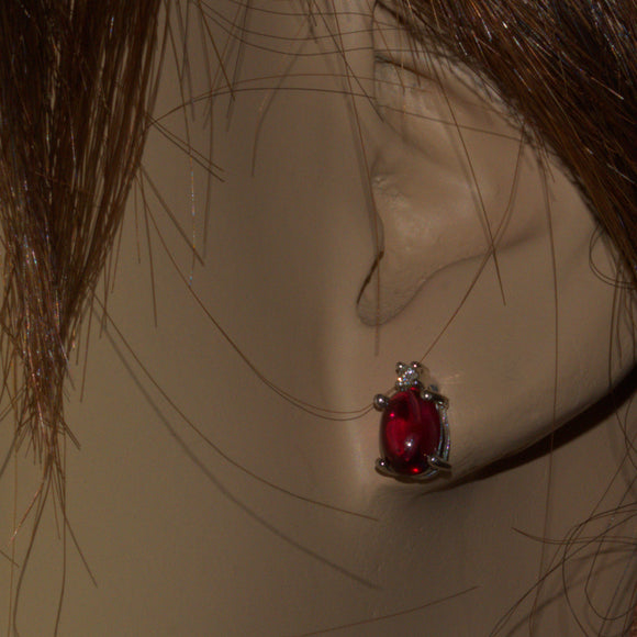 Vintage Garnet and Diamond 9ct white gold stud earrings