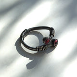 Garnet and silver wire wrapped ring