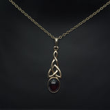 solid 9ct gold Garnet Celtic pendant